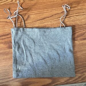 Zara Gray Ribbed Spaghetti Strap Top